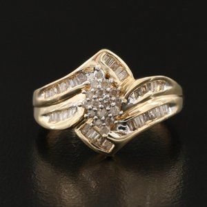 Vintage .42 ctw Diamond 10k Cluster Ring